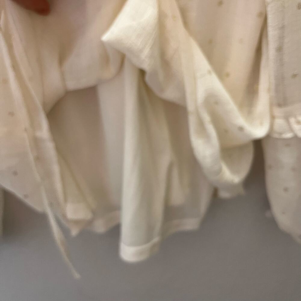 Blu Pepper Swiss Dot Ruffle Peasant Blouse Ivory Cream Cottagecore S Romantic - Picture 8 of 8